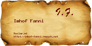 Imhof Fanni névjegykártya